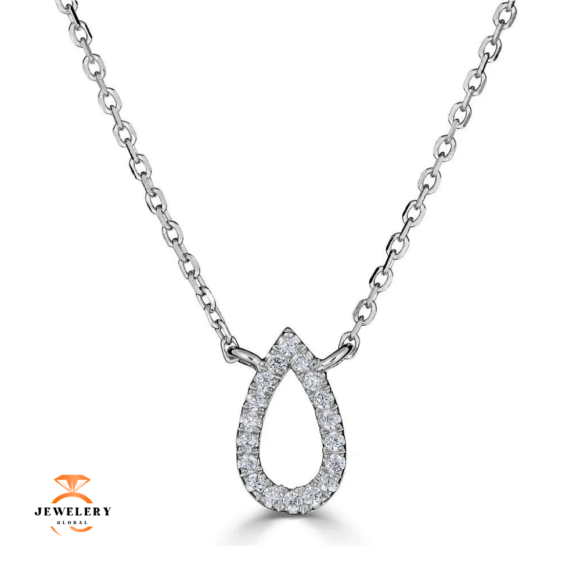 Emilique 14KT Gold 1/20 CTW Diamond Pear Outline Necklace - Image 2