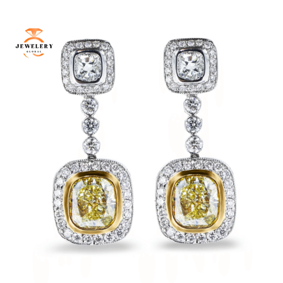 JULEVE 14/18KT GOLD 6.01CTW YELLOW & 2.33CTW DIAMOND EARRINGS