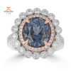 Juleve 18KT White Gold 6.18 CT Grey Spinel & .93 CTW Diamond Ring