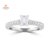 14KT White Gold 3/4 CTW Emerald Diamond Cathedral Ring