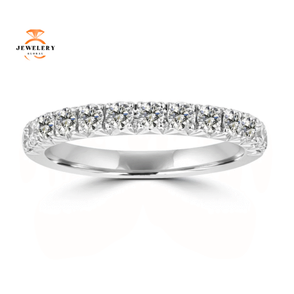 14KT WHITE GOLD 3/8 CTW ROUND DIAMOND FRENCH PAVE BAND