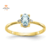 14KT YELLOW GOLD 0.40 CT AQUAMARINE & DIAMOND RING