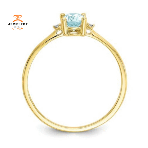 14KT YELLOW GOLD 0.40 CT AQUAMARINE & DIAMOND RING - Image 2