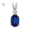 14KT WHITE GOLD 1.10 CT BLUE SAPPHIRE & .05 CTW DIAMOND PENDANT