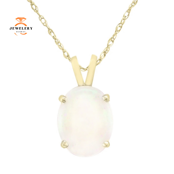 14KT YELLOW GOLD OVAL OPAL NECKLACE
