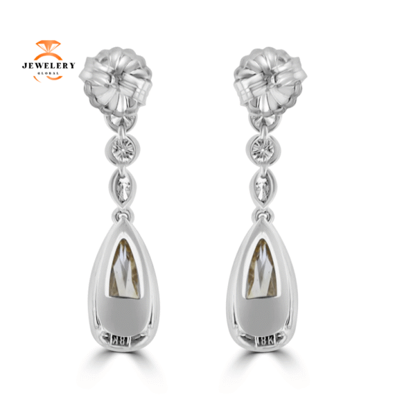 18KT WHITE GOLD 2.93 CTW DIAMOND HALO DROP EARRINGS - Image 3