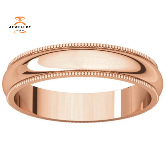 WOMEN'S 14KT GOLD 4MM MILGRAIN WEDDING BAND - Image 4