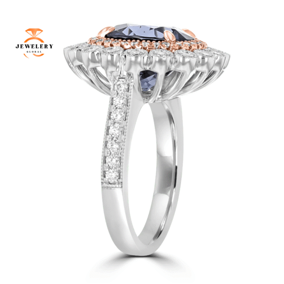 Juleve 18KT White Gold 6.18 CT Grey Spinel & .93 CTW Diamond Ring - Image 2