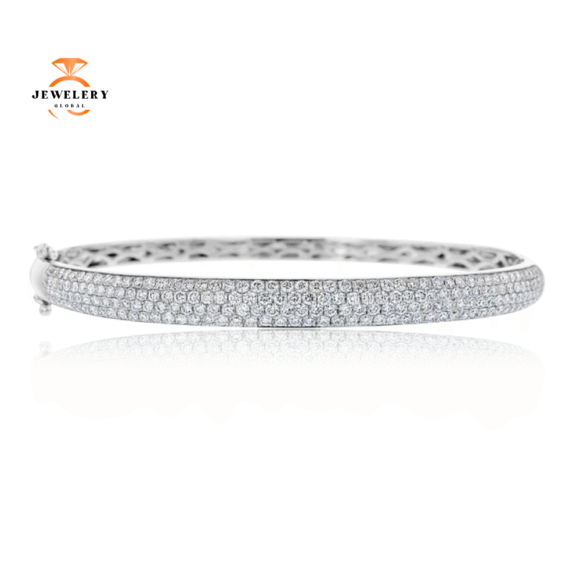 14KT WHITE GOLD 2.29 CTW DIAMOND BANGLE BRACELET