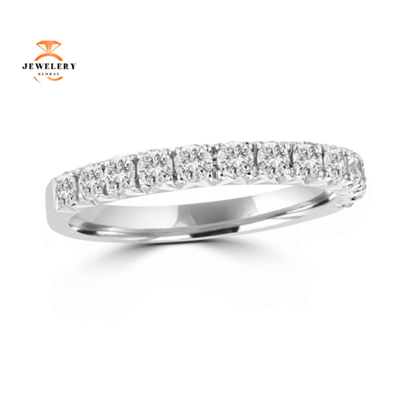 14KT WHITE GOLD 3/8 CTW ROUND DIAMOND FRENCH PAVE BAND - Image 2