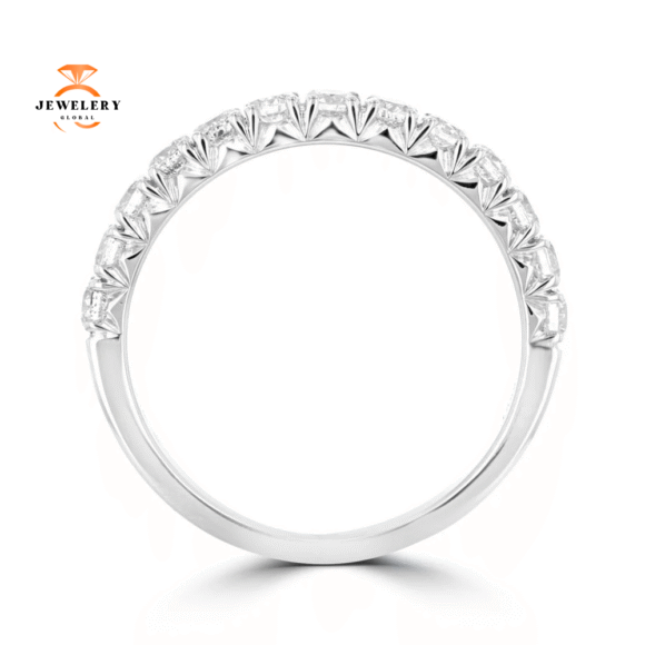 14KT WHITE GOLD 3/8 CTW ROUND DIAMOND FRENCH PAVE BAND - Image 3