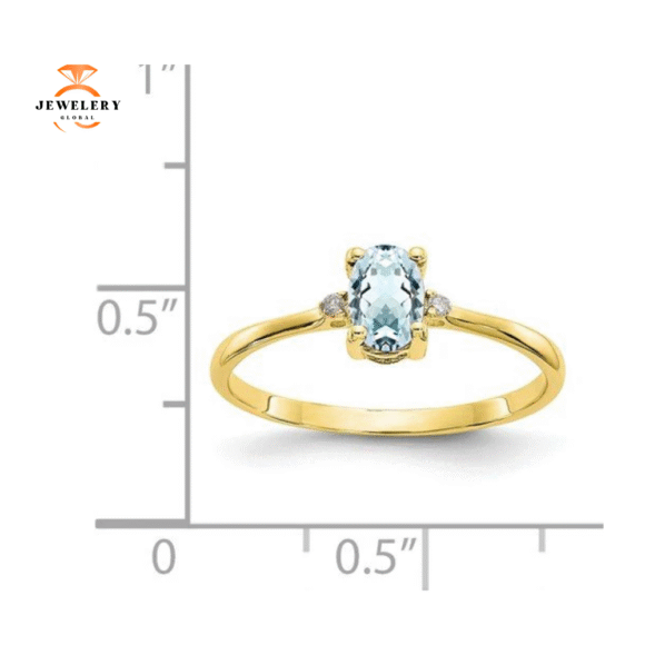 14KT YELLOW GOLD 0.40 CT AQUAMARINE & DIAMOND RING - Image 3