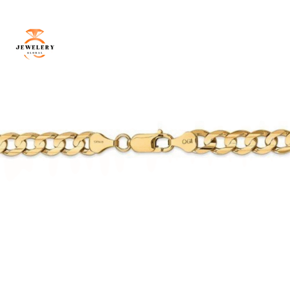 14KT YELLOW GOLD 6.75MM CONCAVE OPEN CURB CHAIN - 4 LENGTHS - Image 2