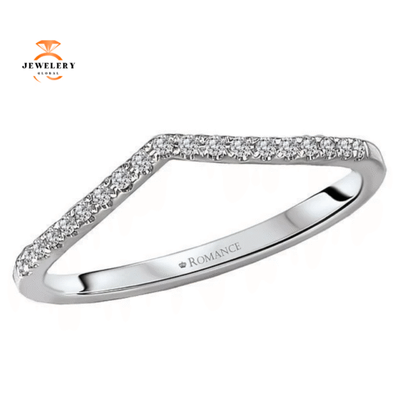 14KT WHITE GOLD 1/10 CTW DIAMOND V-SHAPE WEDDING BAND