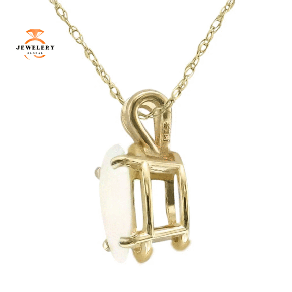 14KT YELLOW GOLD OVAL OPAL NECKLACE - Image 2