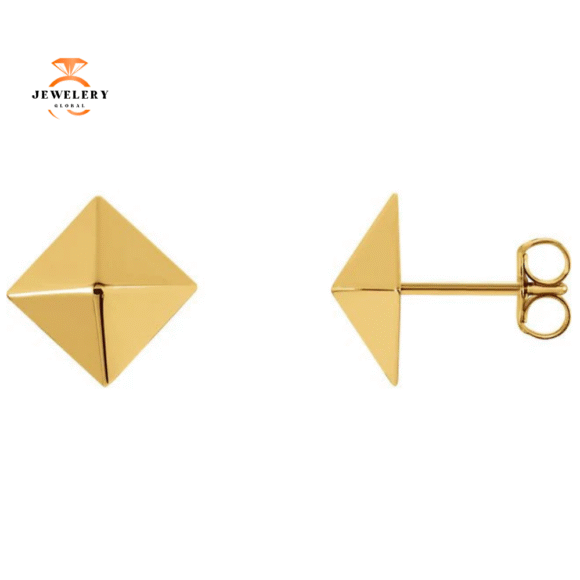 14KT Yellow Gold Pyramid Earrings