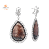 18KT 84 CTW Corundum & 13.35 CTW Diamond Halo Drop Earrings