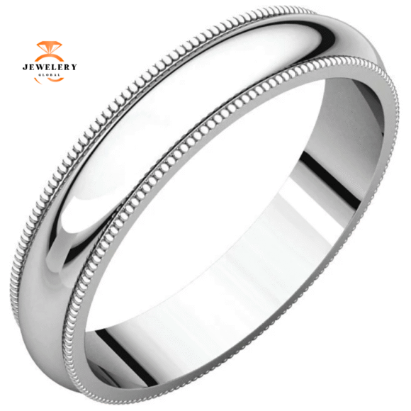 WOMEN'S 14KT GOLD 4MM MILGRAIN WEDDING BAND - Image 5