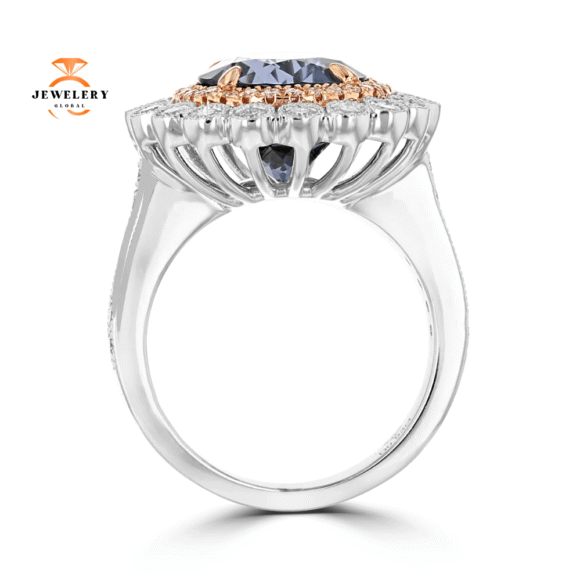 Juleve 18KT White Gold 6.18 CT Grey Spinel & .93 CTW Diamond Ring - Image 3