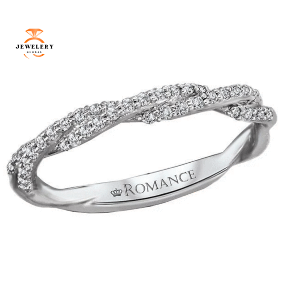 14KT WHITE GOLD 1/5 CTW ROUND DIAMOND TWIST BAND