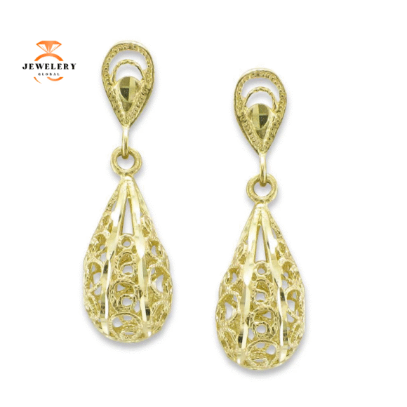14KT Yellow Gold Drop Filagree Earrings