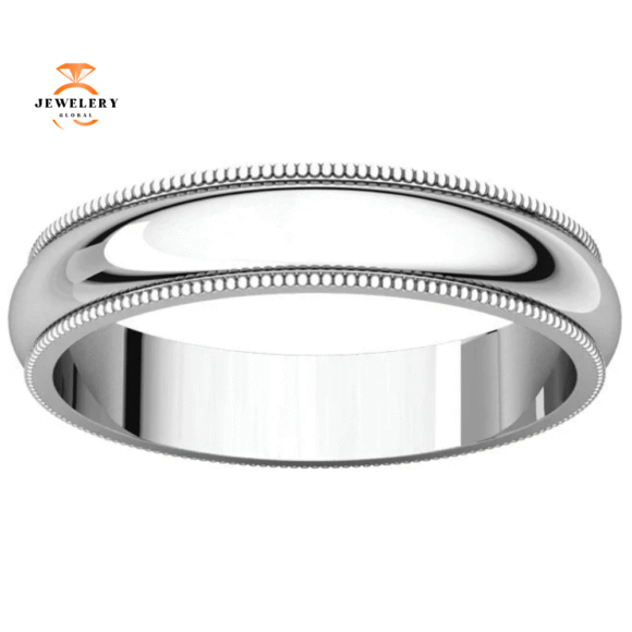 WOMEN'S 14KT GOLD 4MM MILGRAIN WEDDING BAND - Image 6
