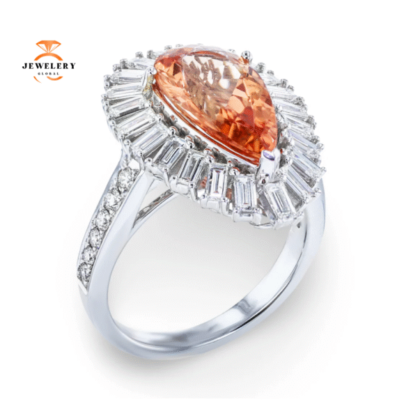 JULEVE 18KT WHITE GOLD 3.75CT IMPERIAL TOPAZ & 1.17CTW DIAMOND RING - Image 2
