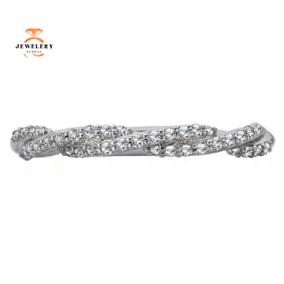 14KT WHITE GOLD 1/5 CTW ROUND DIAMOND TWIST BAND - Image 2