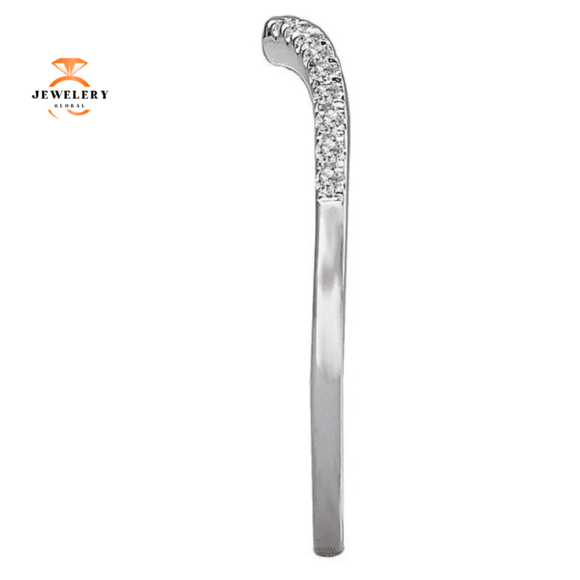 14KT WHITE GOLD 1/10 CTW DIAMOND V-SHAPE WEDDING BAND - Image 3