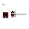 14KT WHITE GOLD 1.60 CTW SQUARE GARNET STUD EARRINGS