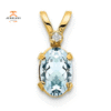 14KT YELLOW GOLD 0.40 CT OVAL AQUAMARINE & DIAMOND PENDANT