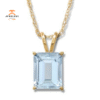 14KT YELLOW GOLD 1.40 CT EMERALD CUT AQUAMARINE NRCKLACE