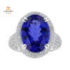 18KT 9.47 CT TANZANITE & 2.83 CTW DIAMOND PAVÉ HALO ETERNITY RING