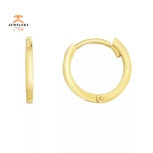 EMILIQUE 14KT YELLLOW GOLD THIN POLISHED HUGGIE EARRINGS