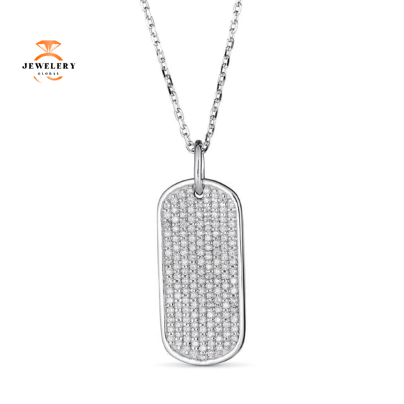 EMILQUE 14KT GOLD 0.30 CTW DIAMOND DOG TAG PENDANT