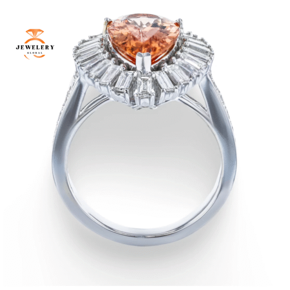 JULEVE 18KT WHITE GOLD 3.75CT IMPERIAL TOPAZ & 1.17CTW DIAMOND RING - Image 3