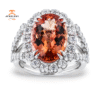 JULEVE 18KT WHITE GOLD 6.27CT IMPERIAL TOPAZ & 1.67CTW DIAMOND HALO RING