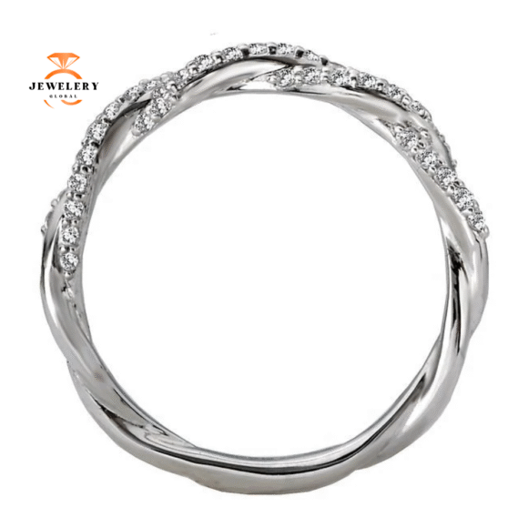 14KT WHITE GOLD 1/5 CTW ROUND DIAMOND TWIST BAND - Image 3