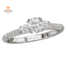 14KT WHITE GOLD 3/4 CTW PAVE SET ROUND DIAMOND 3 STONE RING