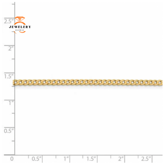 14KT YELLOW GOLD 2.3MM FLAT BEVELED CURB CHAIN BRACELET - Image 3