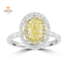 18KT WHITE GOLD 1.60 CTW YELLOW DIAMOND OVAL HALO RING