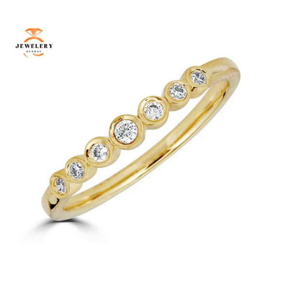 EMILIQUE 14KT GOLD .10 CTW DIAMOND BEZEL 7 STONE BAND - Image 2