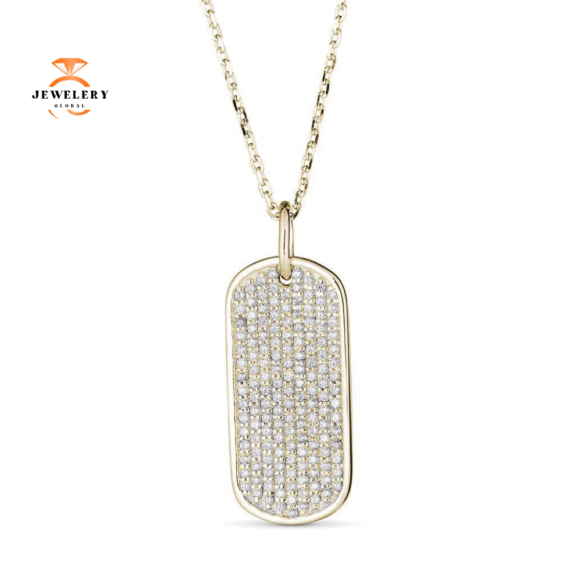 EMILQUE 14KT GOLD 0.30 CTW DIAMOND DOG TAG PENDANT - Image 2