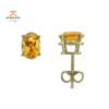 14KT YELLOW GOLD 1.40 CTW 7X5MM OVAL CITRINE EARRINGS