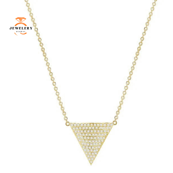 14KT YELLOW GOLD 1/7 CTW PAVE DIAMOND TRIANGLE PETITE NECKLACE