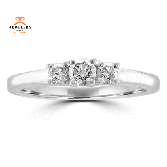 14KT White Gold 1/3 CTW Diamond 3 Stone Ring
