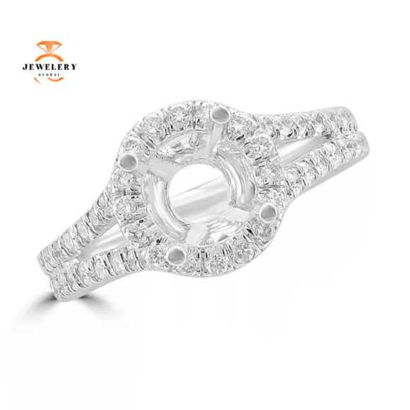 18KT White Gold 2/3 CTW Diamond Halo Setting for 1 CT Round
