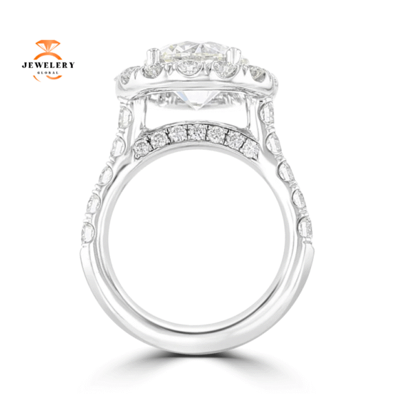 18KT White Gold 6.77 CTW Diamond Accent Round Halo Ring - Image 2