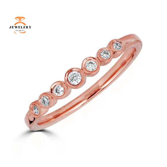 EMILIQUE 14KT GOLD .10 CTW DIAMOND BEZEL 7 STONE BAND - Image 3