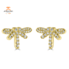 EMILIQUE 14KT YELLOW GOLD 0.17CT DIAMOND DRAGONFLY STUD EARRINGS